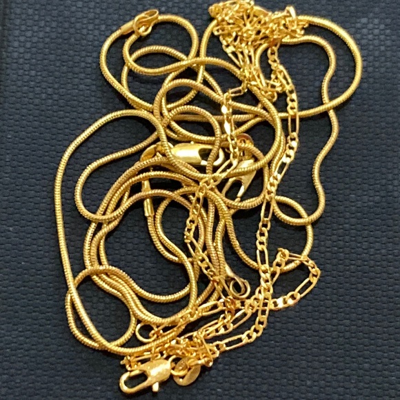 Source Unknown Jewelry - 18KGP marked chains. Three total.